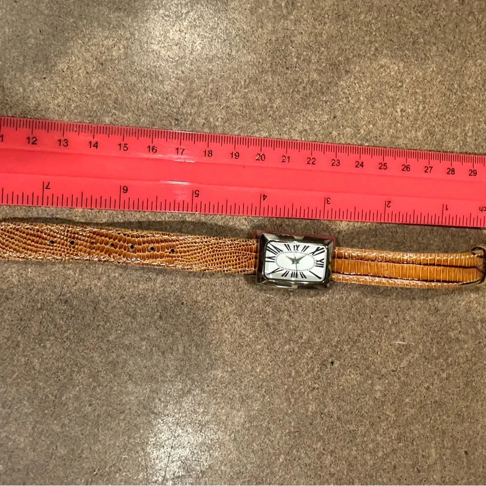 Brown Leather Strap Watch with Silver Dial